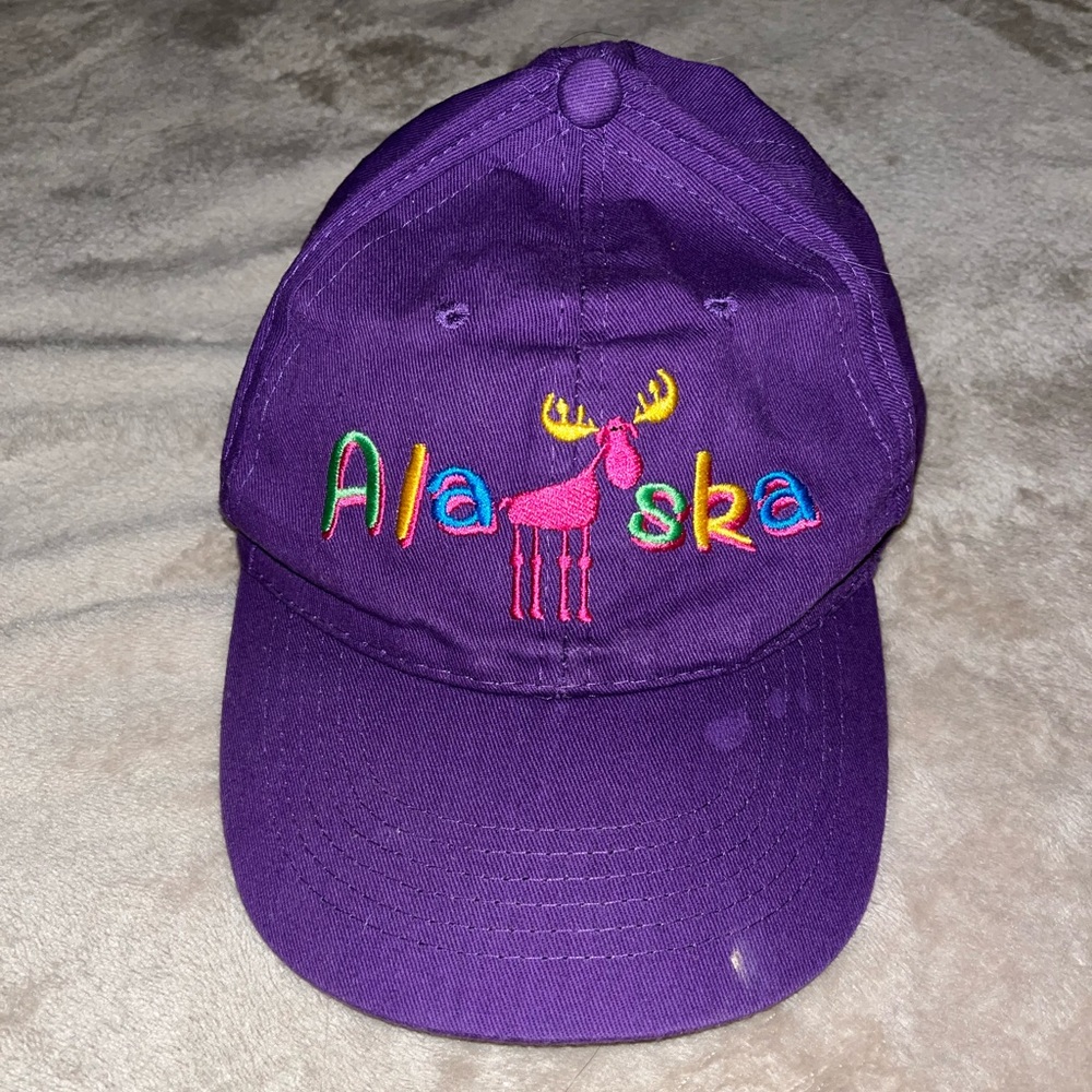 Genuine 907 Alaska‎ Brand Kids Purple Moose Embroidered Baseball Cap Hat